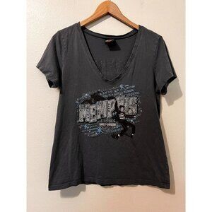 Women's Harley Davidson Elvis Presley Graceland Bejeweled V Neck [GREAT]